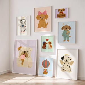 Cute Dog Posters for Kids – Puppy Wall Art Set for Nursery, Playroom, Classroom or Vet Clinic | Watercolor Dog Print Collection