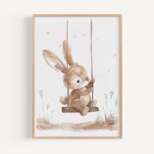 Poster Baby Schaukel: Pastell Wandbild, Baby Geschenk, Pastell Illustration, Druckbare Illustration