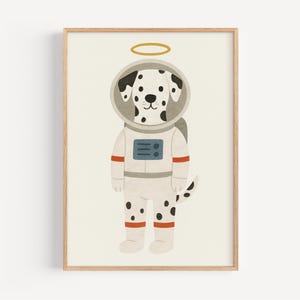 Astronaut Dalmatian Printable Art, Space Dog Digital Wall Decor for Kids Room or Nursery, Fun Outer Space Animal Print