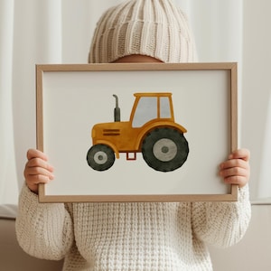 Minimalistische Traktor Illustration: Kinderzimmer Wand Kunst Poster, Bauernhof Thema für Kinderzimmer