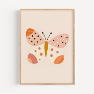 Póster infantil de mariposas coloridas: impresión digital con ilustración en tonos pastel para guardería y habitación infantil.