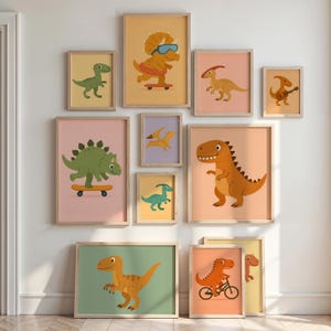 Adorable paquete de arte de dinosaurios: 20 pósteres encantadores para decorar habitaciones infantiles / Descarga digital instantánea, decoración con descarga digital