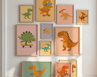Dinosaur Nursery Wall Art Set | Minimal Dino Poster Prints | Kids Room ...