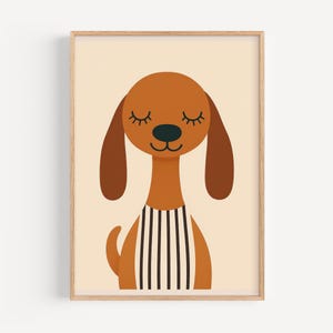 Illustrazione minimalista di un adorabile cucciolo: poster digitale per la cameretta dei bambini, decorazione da parete per la cameretta dei bambini, regalo per bambini