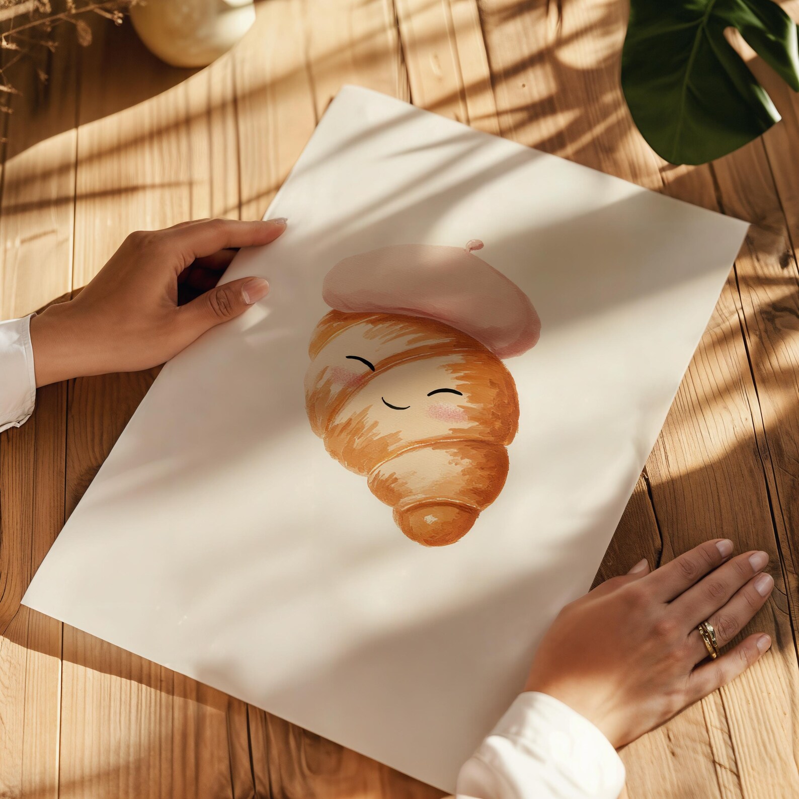 Smiling Croissant Digital Art Printable Cute French Kitchen Wall Smiling Croissant Digital Art Printable Cute French Kitchen Wall