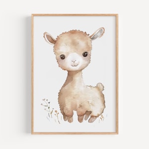 Entzückendes Baby Alpaka Poster - Pastell Wandkunst für Kinderzimmer, Kinderzimmer Dekor, Kinder Illustration