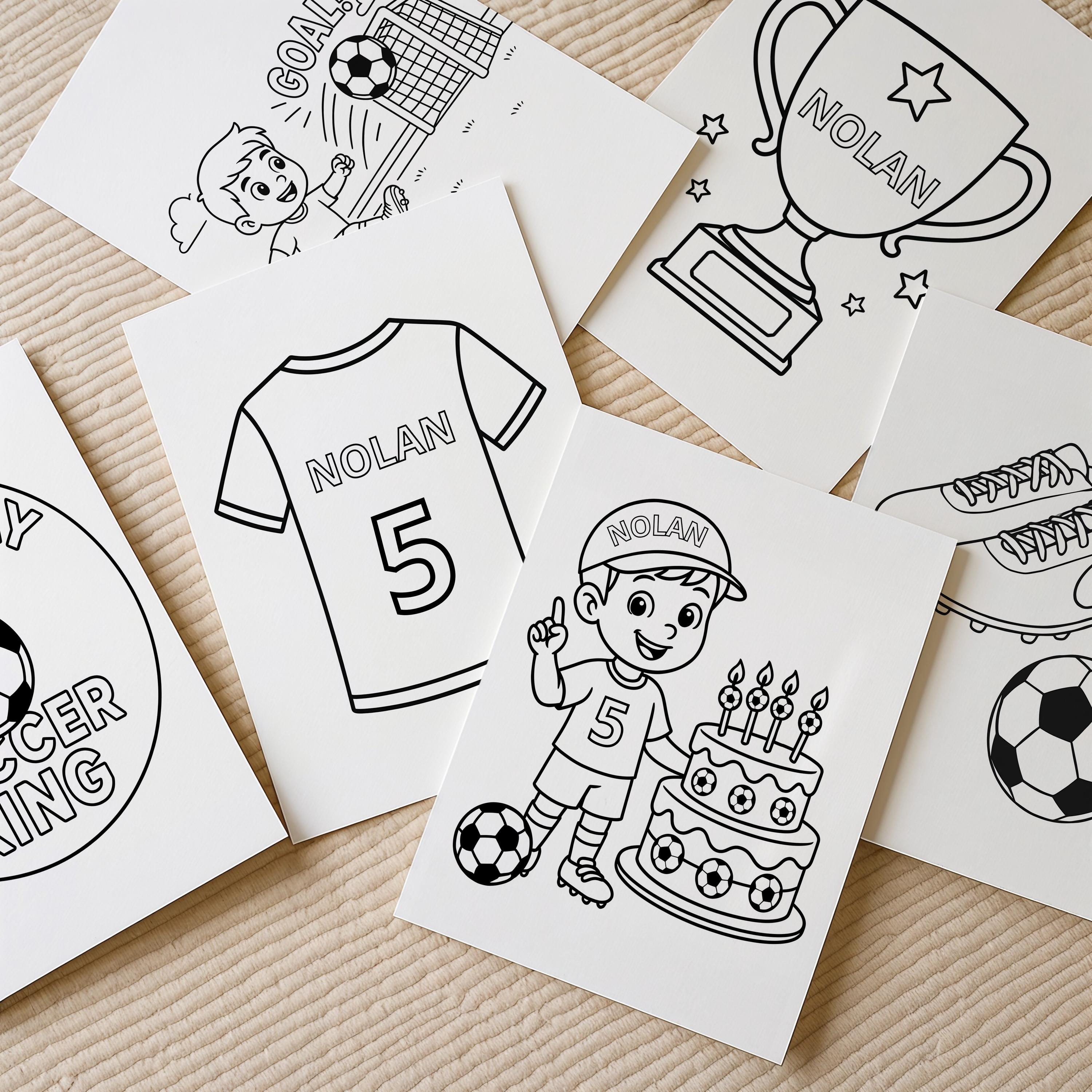 Personalized Soccer Birthday Coloring Pages: Custom Name, Printable PDF ...
