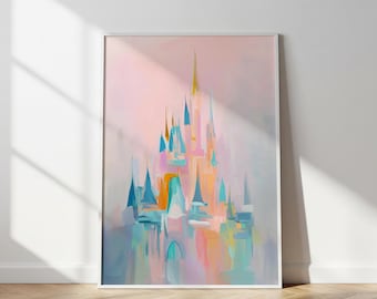 Pastel Castle Nursery Art, Fairy Tale Baby Girl Print (Digital Download)