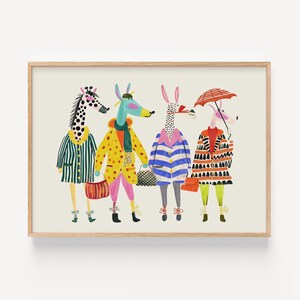 Lebendige Tier Illustration Kunstdruck: Modisches Poster für Kinderzimmer, Kinderzimmer Wand Dekoration, Bunte Kinder Kunst