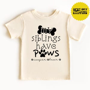 Personalized Dog Sibling Kids Shirt: Custom Name Baby Onesie