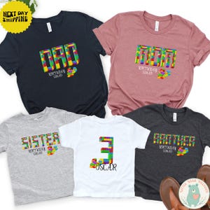 Building Block Birthday Shirt: Family Matching Personalized Outfit