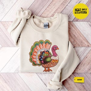 Thanksgiving Türkei Sweatshirt : Frauen Herbst Top bestickt-Look