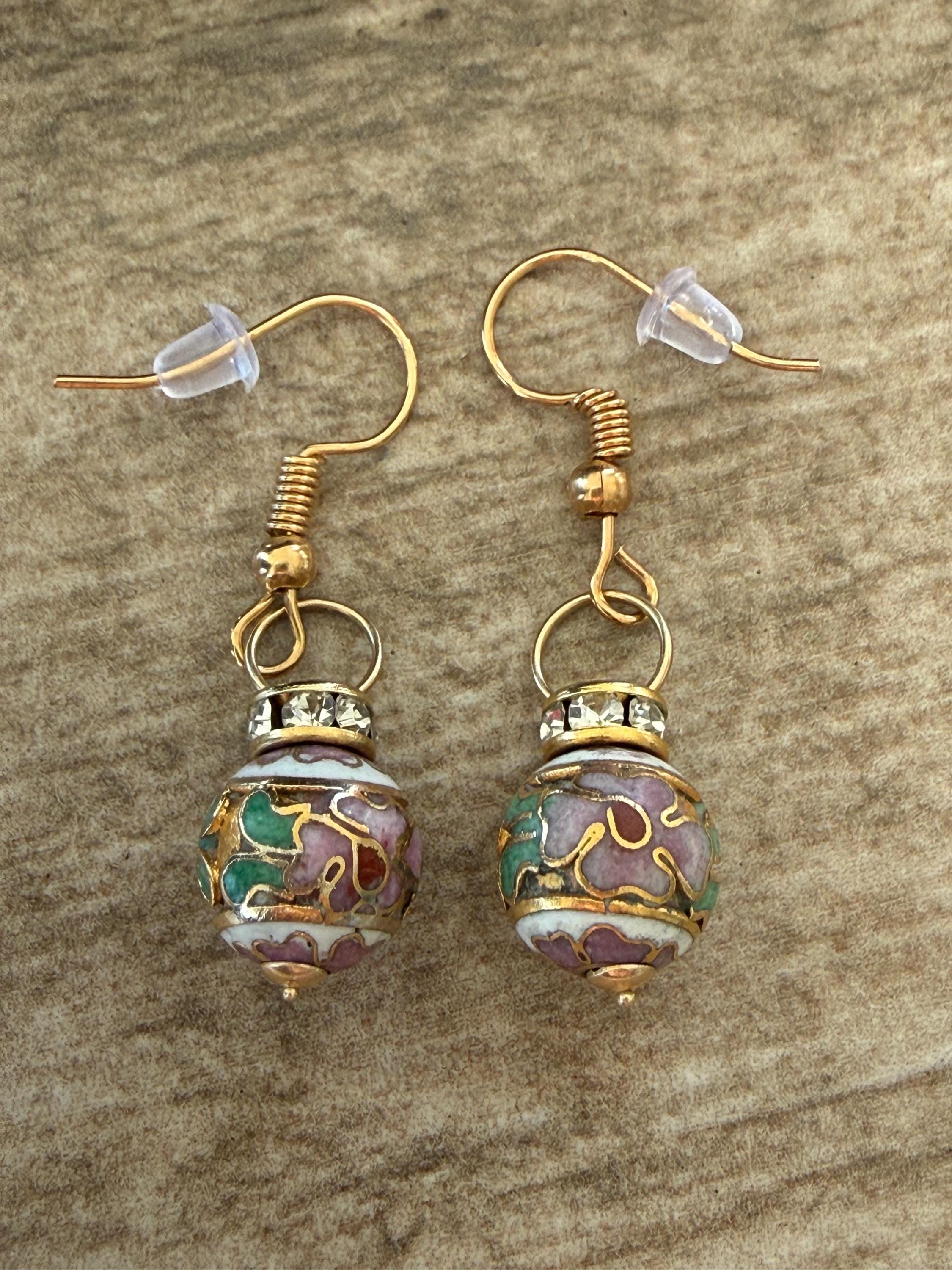Boucles d'Oreilles Vintage Verre de Murano Berlingot - Old