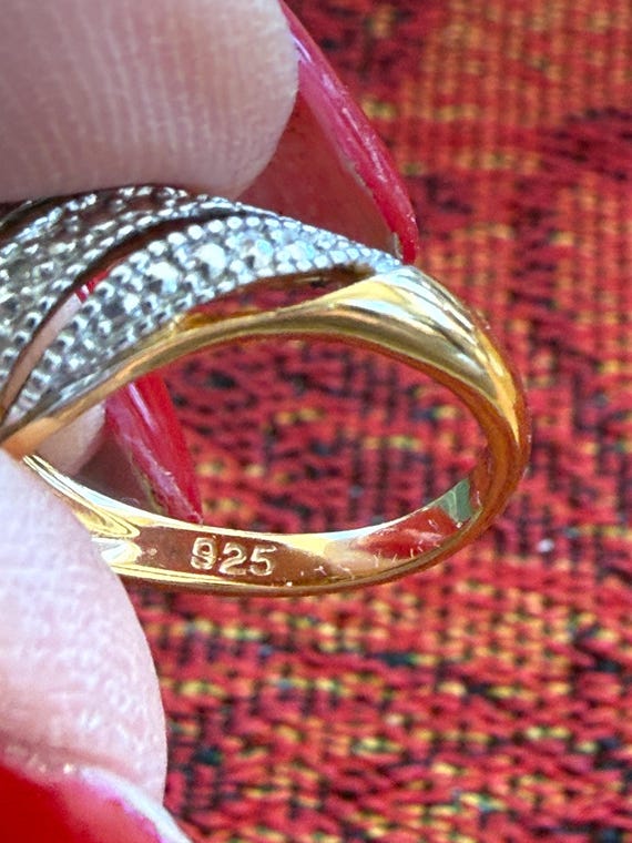 Diamond Multi Row Ring Size 7 - image 5