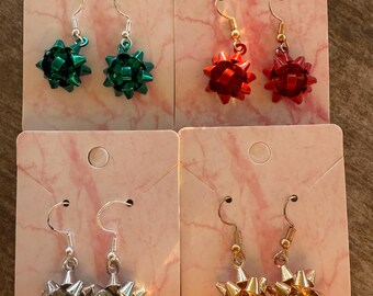Holiday Bow Dangle Earrings