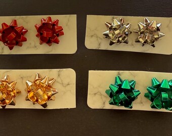 Holiday Dainty Bow Stud Pierced Earrings
