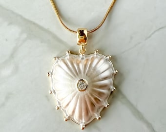 Parelharthangerketting: Y2K kristalcentrum, gouden slangenketting