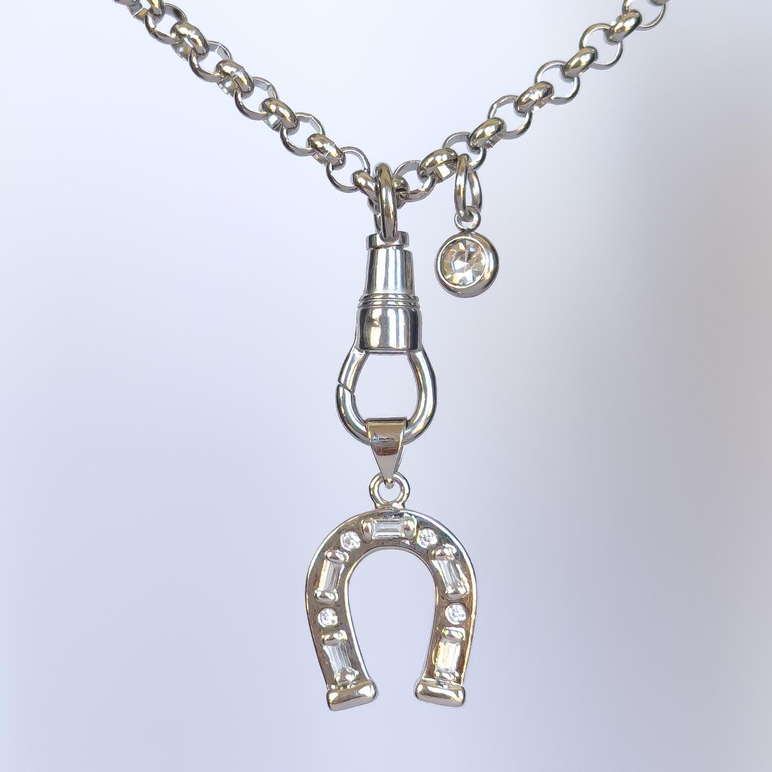 Metal Horseshoe Pendant Necklace On Adjustable Black Cord - Old Silver Finish, 22mm Pendant, 18-34 Inch Cord