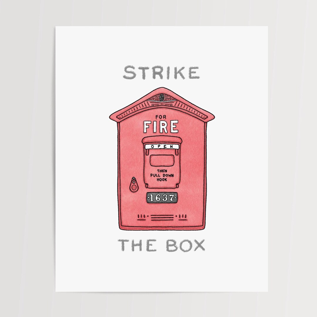 Customizable Fire Alarm Box Illustration Art Print and Greeting Card ...