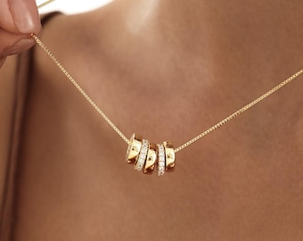 Multi-Disc Engraved Name Necklace, Custom Name Necklace, Family Name Necklace, Gold Name Necklace, Anniversary Gift, Christmas Gift for Her