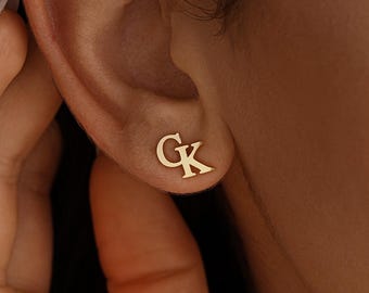 Personalisierte Doppel Initial Ohrringe, Gold Zwei Buchstaben Ohrstecker, Namen Ohrringe, Geburtstagsgeschenk, Jubiläumsgeschenk, Weihnachtsgeschenke für Sie