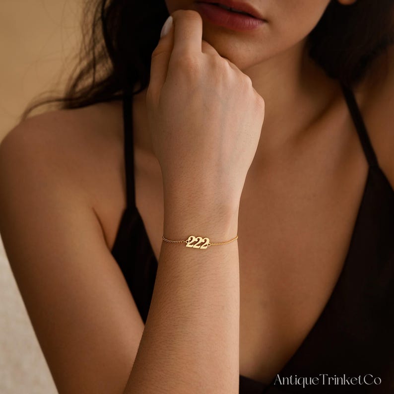 Personalized Angel Number Bracelet, Gold 222 Number Bracelet, Lucky Number Bracelet, Birthday Gift, Best Friend Gift,Christmas Gifts for Her