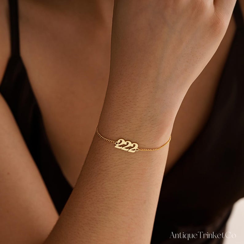 Personalized Angel Number Bracelet, Gold 222 Number Bracelet, Lucky Number Bracelet, Birthday Gift, Best Friend Gift,Christmas Gifts for Her