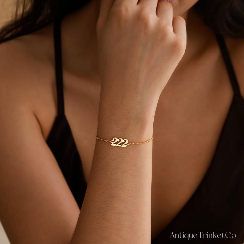 Personalized Angel Number Bracelet, Gold 222 Number Bracelet, Lucky Number Bracelet, Birthday Gift, Best Friend Gift,Christmas Gifts for Her
