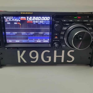 Custom Desktop Mount for Yaesu FTDX 10 + Personalized Callsign Plate