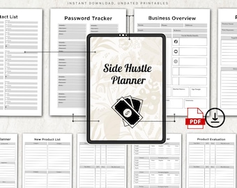 Side Hustle Planner Digital Download – Business Organizer & Productivity Workbook for Entrepreneurs
