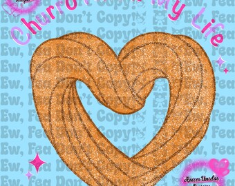 Churro Heart, Valentine's Day PNG Design (Digital Download)