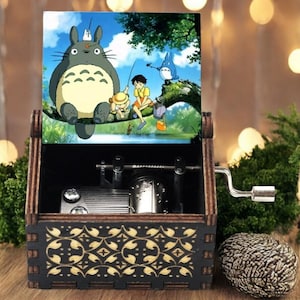 Caja de música con manivela de Mi vecino Totoro, Tonari No Totoro, película Satsuki Mei Catbus de Studio Ghibli Miyazaki, regalo navideño único hecho a mano