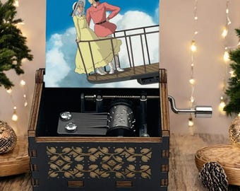 Caja de música con manivela El castillo ambulante, Merry Go Round of Life, película de Studio Ghibli Miyazaki, regalo navideño romántico único y artesanal