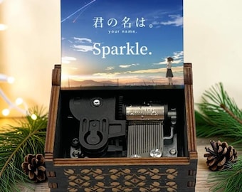Your Name Wind Up Music Box, Sparkle, Mitsuha Miyamizu Taki Tachibana Romance Shinkai Anime Film, Handcrafted Unique Lovers Holiday Gift