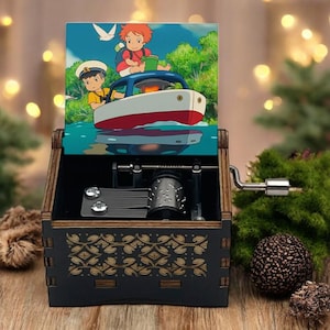 Caja de música con manivela Ponyo en el acantilado, Gake no Ue no Ponyo, película Sosuke Studio Ghibli Miyazaki, regalo navideño romántico único hecho a mano