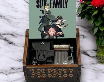 SPY X  Family Windup Music Box, Twilight Loid Yor Anya Forger Bond, Anime Japanese Show, Handcrafted Unique Romantic Holiday Gift Present