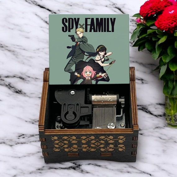 SPY X  Family Windup Music Box, Twilight Loid Yor Anya Forger Bond, Anime Japanese Show, Handcrafted Unique Romantic Holiday Gift Present
