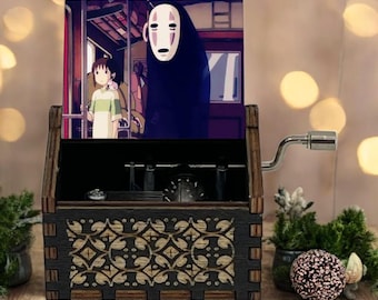 Spirited Away Handcrank Music Box, Always With Me Chihiro No-Face Haku Studio Ghibli Miyazaki Film, Handcrafted Unique Romantic Holiday Gift