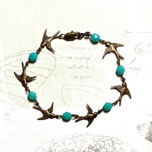 Bird Bracelet, Vintaj Brass Bird Bracelet, OOAK, Boho