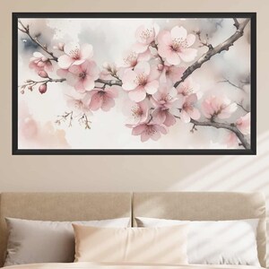Sakura Blossom Watercolour Digital Painting, Pink Blossom in Watercolour Instant Download, Japanese Sakura Blossom branch Printable Wall Art