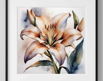 Aquarelleliebloem: abstracte botanische illustratie (digitale download)