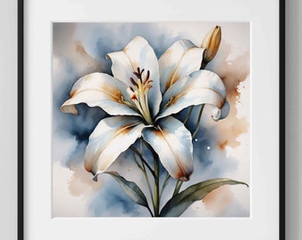 Aquarelleliebloem: abstracte botanische illustratie (digitale download)