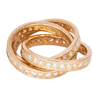 Cartier Trinity 18k Gold 1.50ct vs Diamond Rolling Ring Size 48 W/ Box & Papers