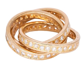 Cartier Trinity 18k Gold 1.50ct vs Diamond Rolling Ring Size 48 W/ Box & Papers