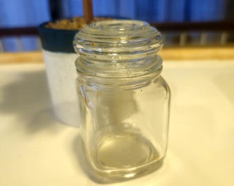 Vintage Owens Illinois Glass Jar, Clear, 3.5", Antique