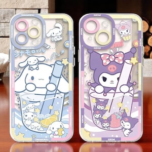 Capa de celular Cinnamoroll e Kuromi Kawaii Sanrio Estética para iPhone e Samsung