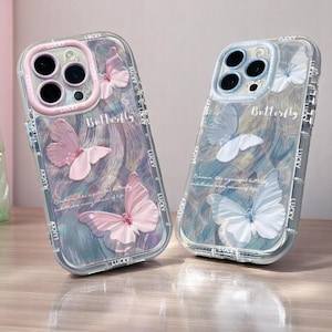 Coque de téléphone papillons esthétique transparente pour Iphone 16, 15