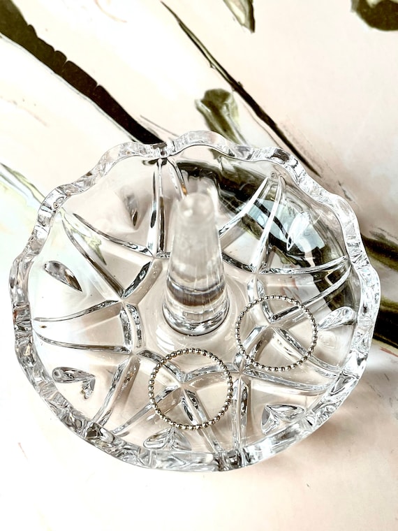 vintage ring dish proposal gift crystal ring dish engagement gift anniversary gift Elegant cut glass ring holder