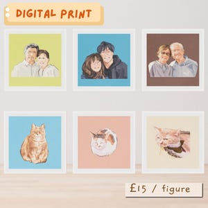 Custom Mini Digital Portrait, Personalised Illustrated Couples/ Family/ Friends/ Pet Portrait, Illustrated portrait from photo
