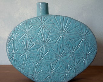 Flat sided bottle vase in terracotta